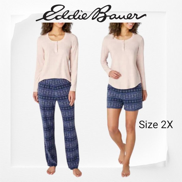 Eddie Bauer Ladies' 3-Piece Waffle Fleece Pajamas Set Size 2X 22/24 - Picture 1 of 8